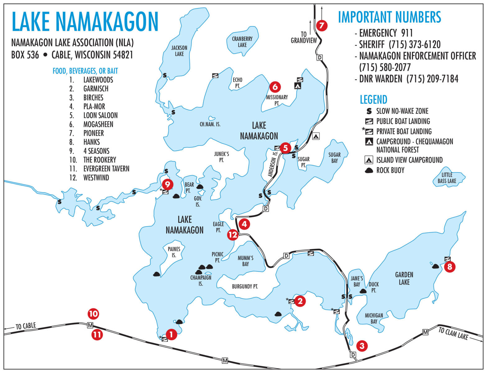 Lake Namakagon Lake Map